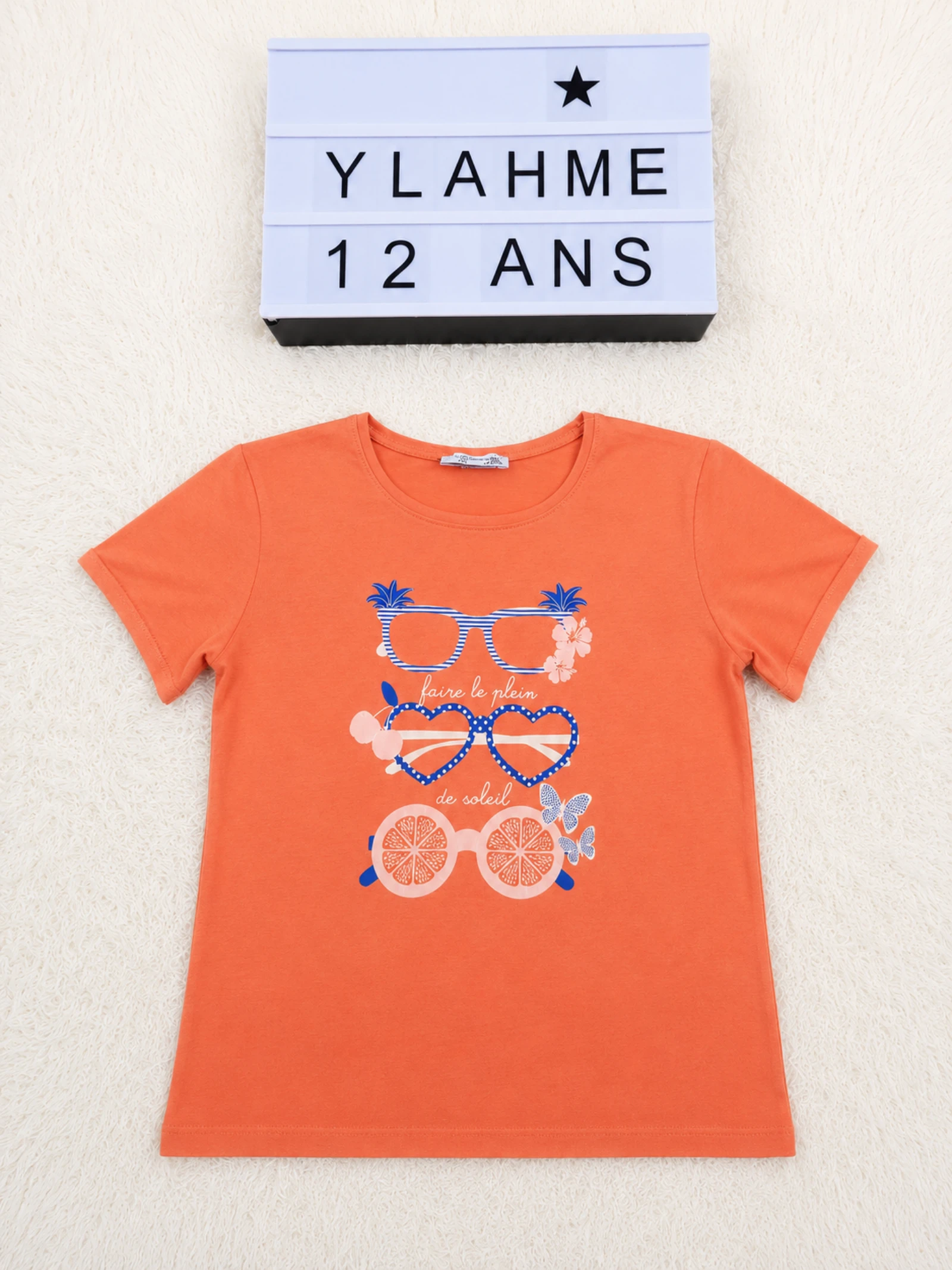 T-shirt court corail FPC fille 12 ans imprimé lunettes 👒